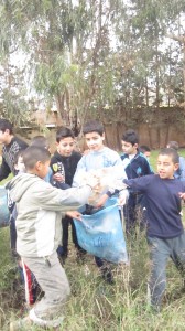 Pupils cleaning their school